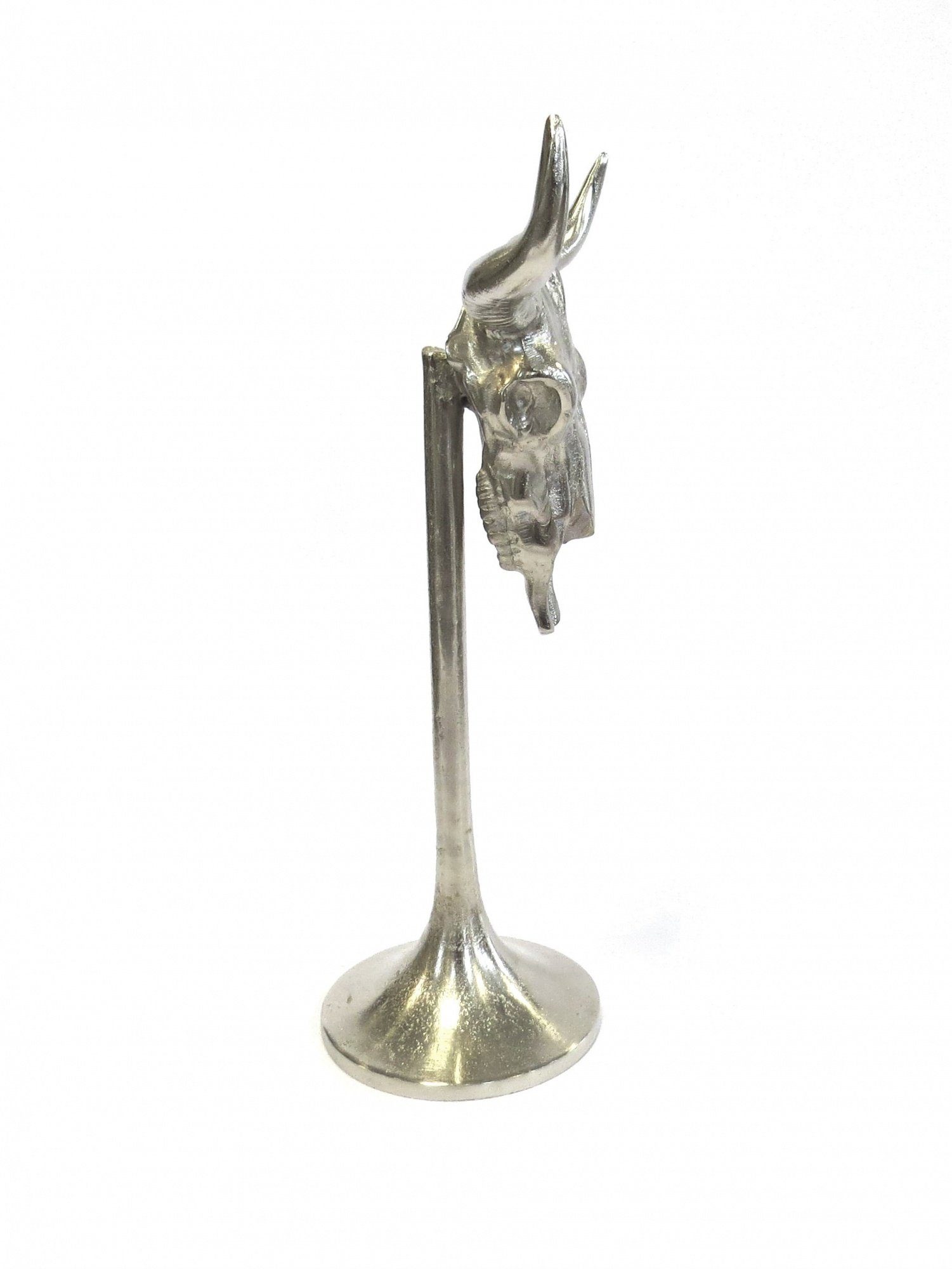43 Silber Schädel Bullen Metall Skulptur Stier cm Standfigur Kopf Dekofigur