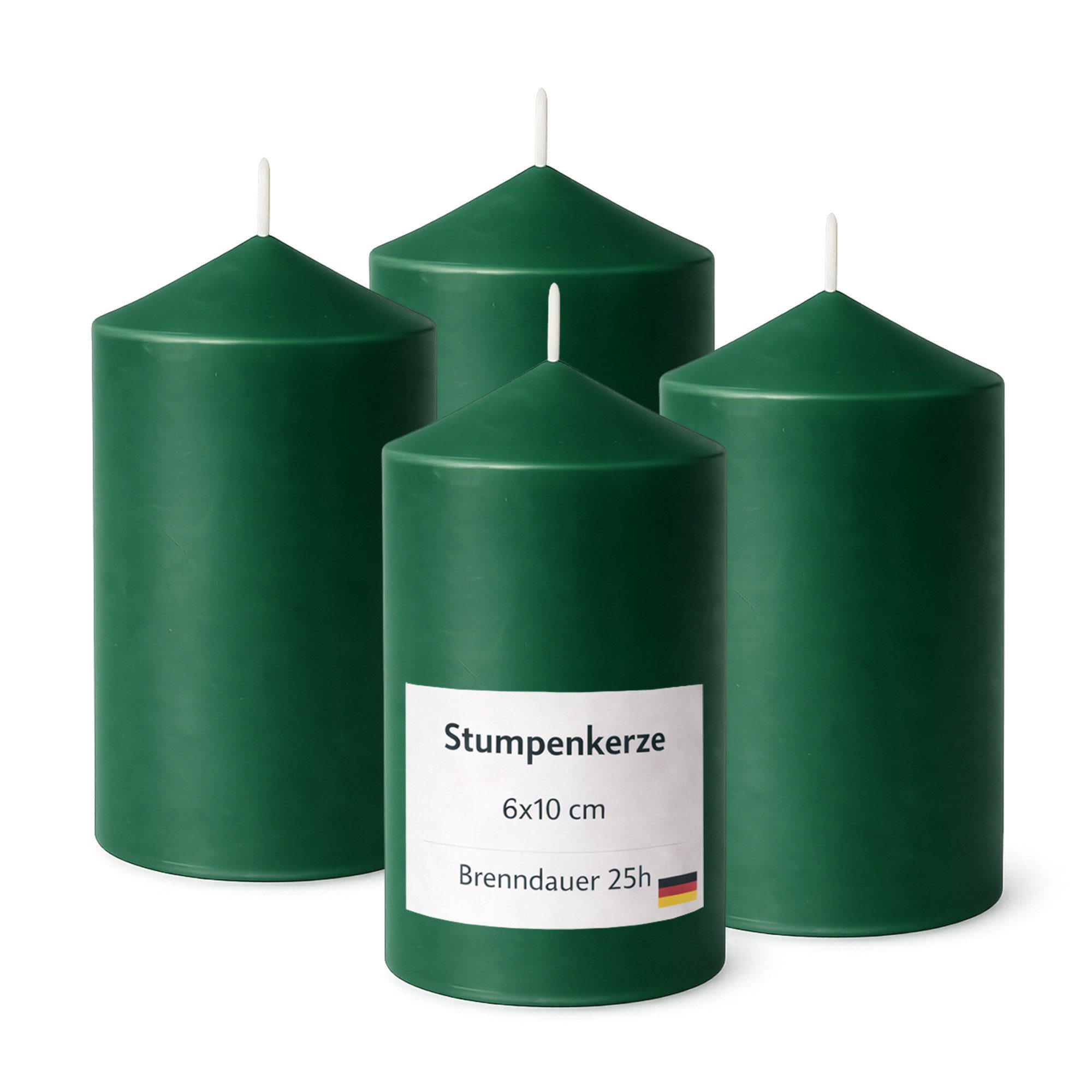 HS Candle Stumpenkerze Ø6cm x 10cm (4-tlg), Wachskerzen, Made in EU, 25h Brenndauer, Baumwolldocht
