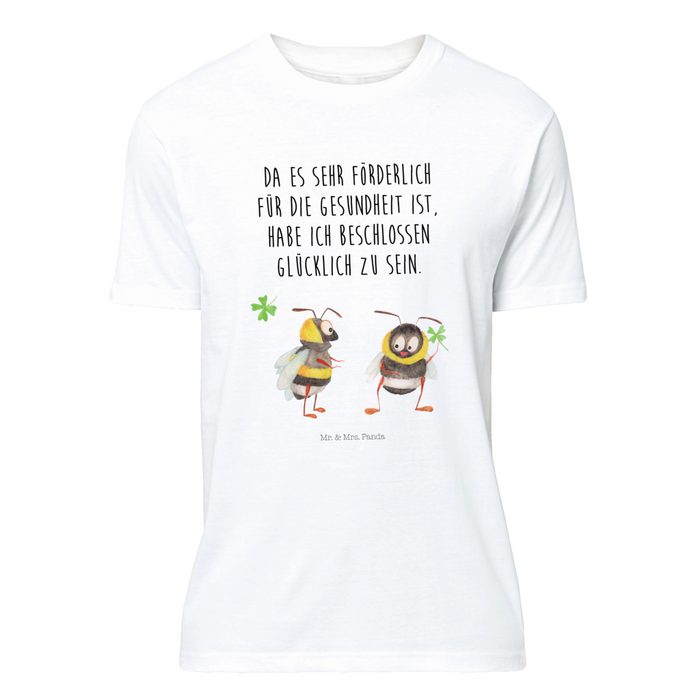 Mr. & Mrs. Panda T-Shirt Hummeln mit Kleeblatt - Weiß - Geschenk Party Sprüche Lustiges T-S (1-tlg)
