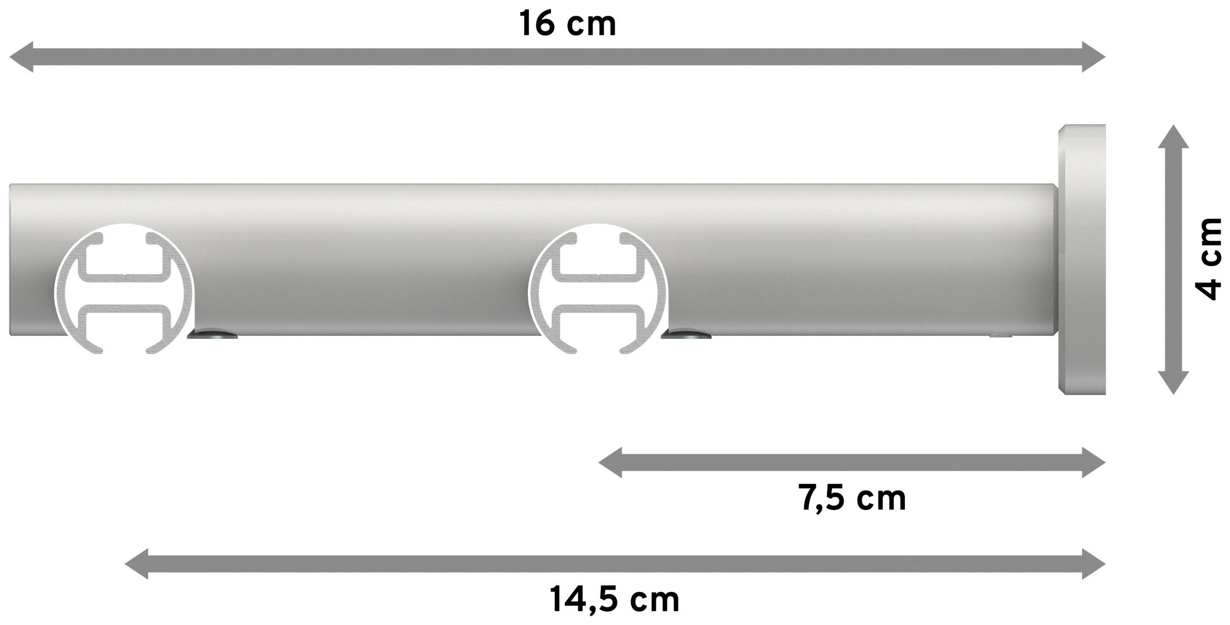 INTERDECO Innenlaufschiene Platon Savio, Ø 20 mm, 2-läufig, Fixmaß, kürzbar, Wandmontage, Aluminium, Chrom / Weiß / Bicolor
