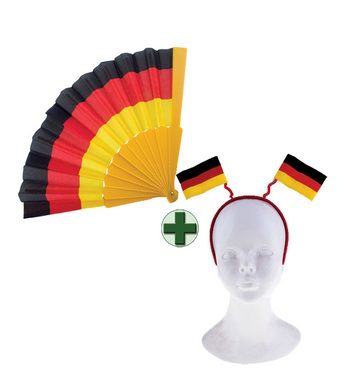 Karneval-Klamotten Kostüm Haarreif Deutschland Fan-Haarreif mit Fächer, Weltmeisterschaft WM EM Fan Artikel Fußball Party