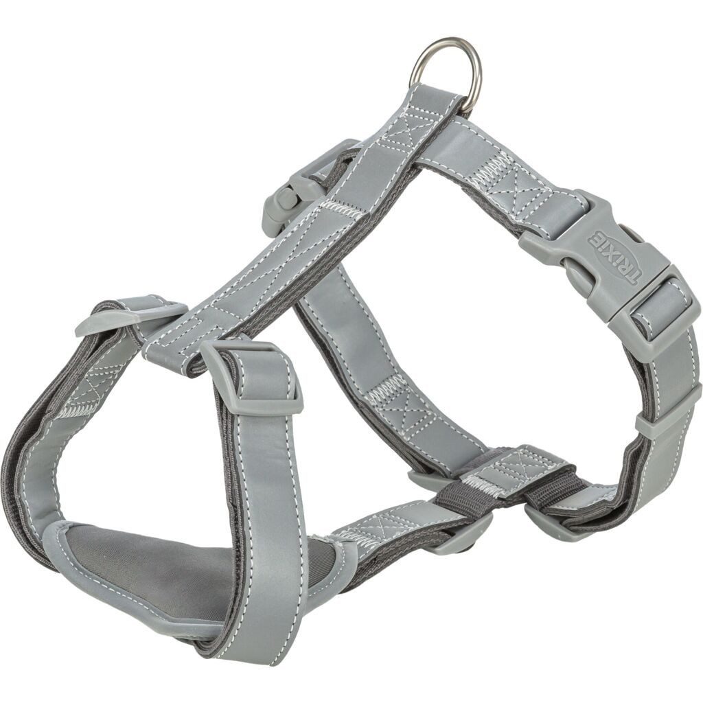 TRIXIE Hunde-Leuchtgeschirr Premium Reflect H-Geschirr - grafit - 36–45 cm/15 mm, Gurtband