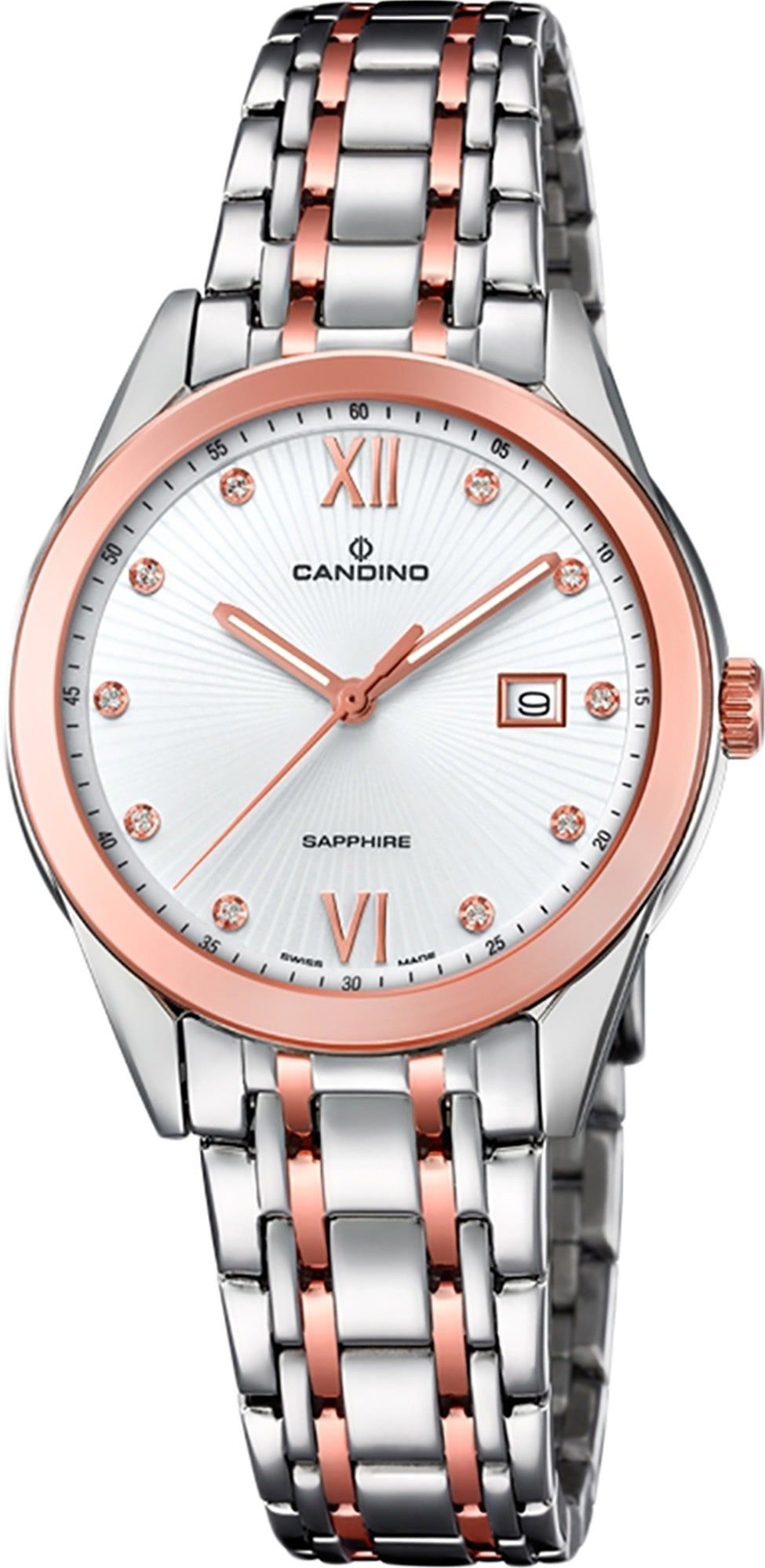 Candino Quarzuhr Candino Damen Uhr Analog C4617/2, Damen Armbanduhr rund, Edelstahlarmband roségold, silber, Elegant