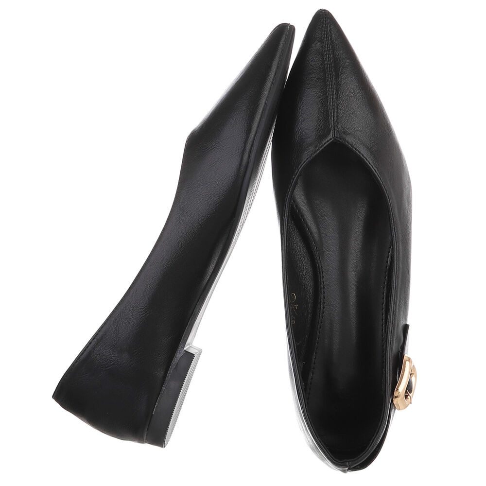 Ital-Design Damen Ballerina mit Zierdetail und spitzer Form Pumps (92078711) Blockabsatz Klassische Ballerinas in Schwarz