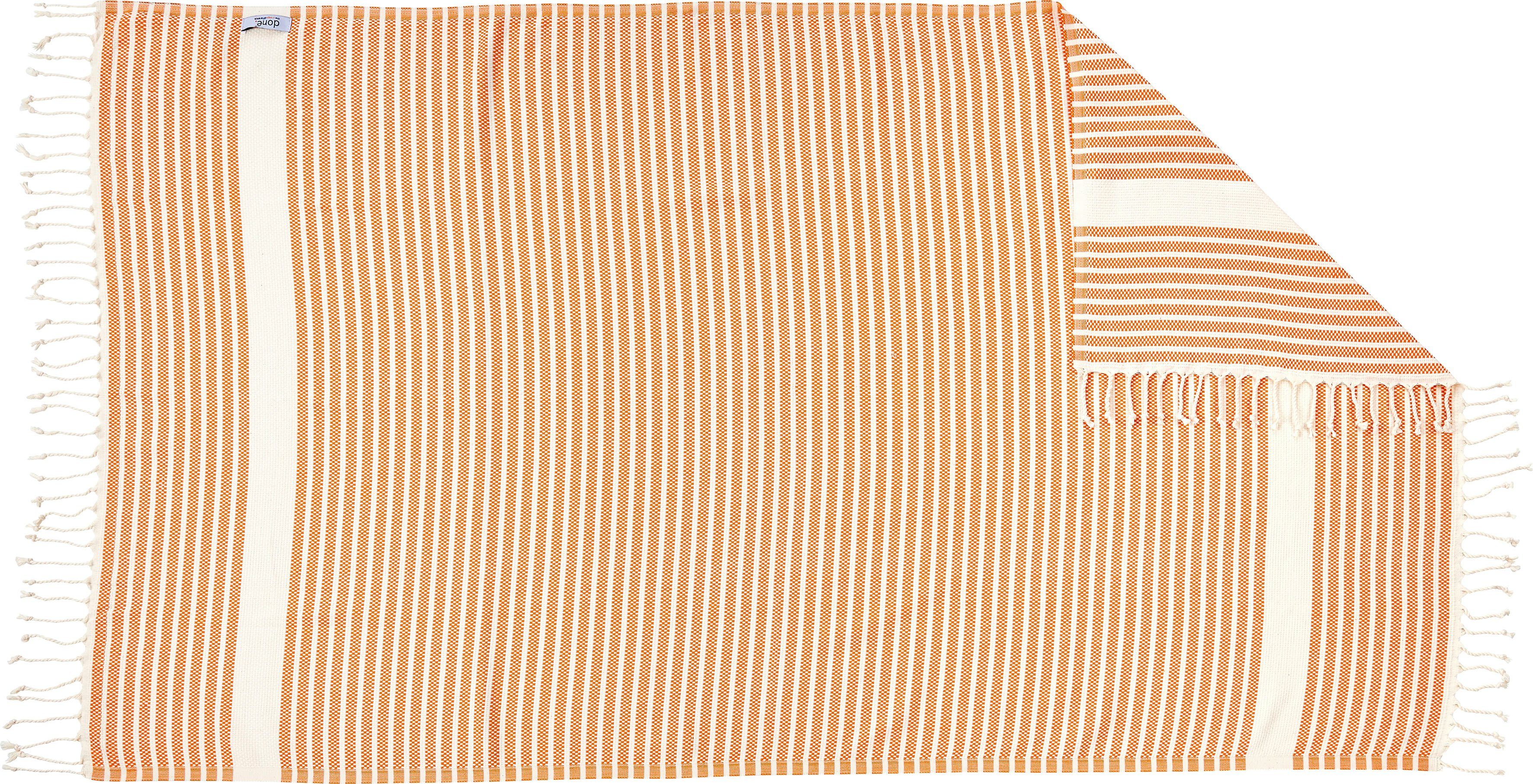 mit done.®, Lounge Stripes, Plaid orange/beige Fransen Plaid Leichtes geknoteten