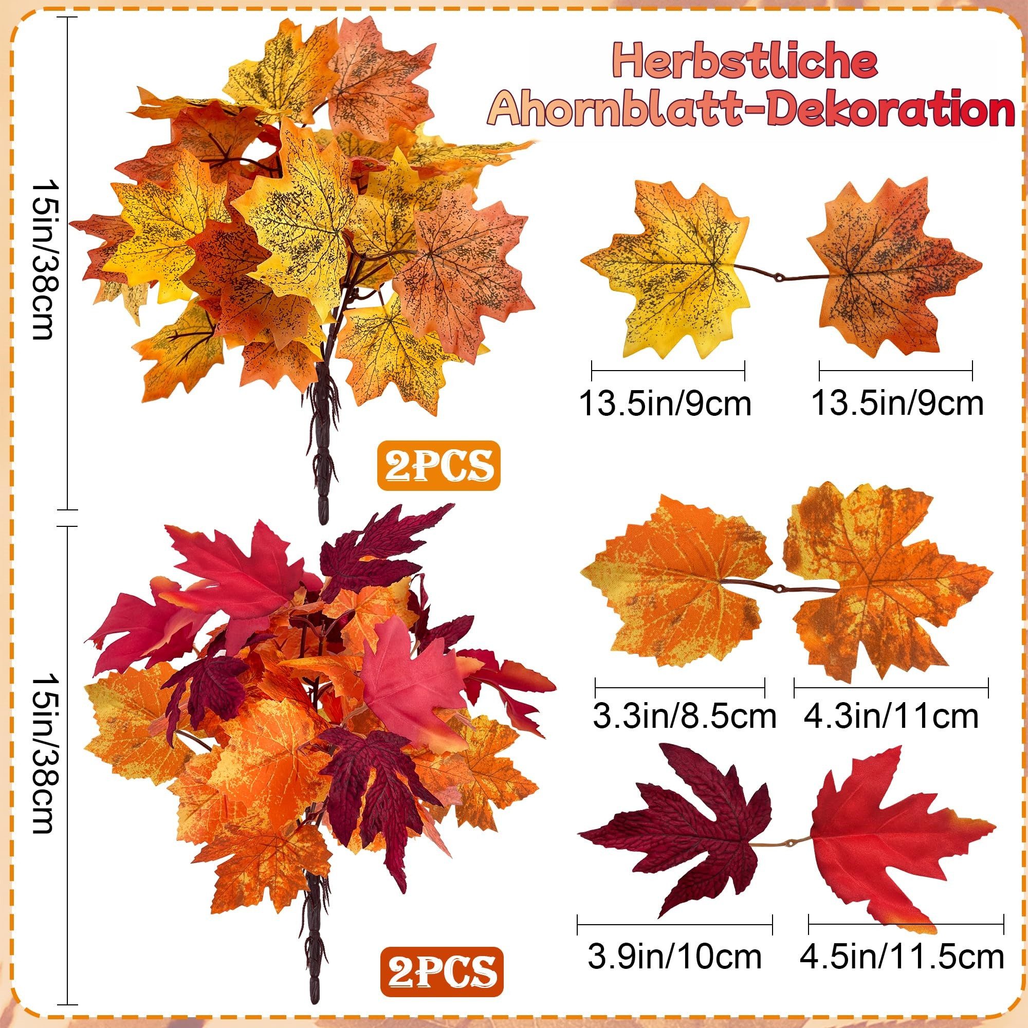 Kunstblumenstrauß 4 Bündel Künstliche Herbststrauß Ahorn Blätter Zweige Herbstzweige, Bomiclss, Kunstpflanzen Herbst für Erntedankfest Halloween Deko Herbstdeko – Bild 2 von 5