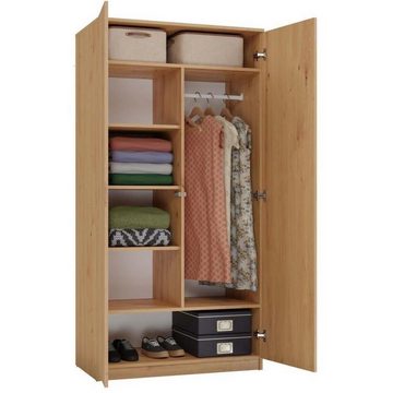 Beautysofa Drehtürenschrank Jan (leichte einfache Form, modernes Kleiderschrank) 2-türig Schrank, 90 cm breite