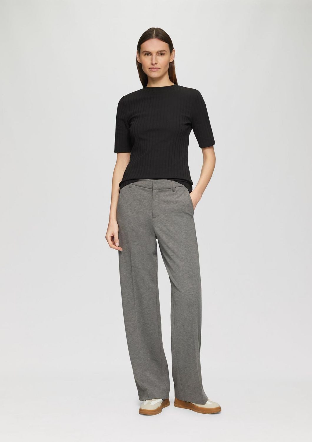 s.Oliver Stoffhose Regular Fit (1-tlg) melierte Hose aus Interlockjersey mi günstig online kaufen