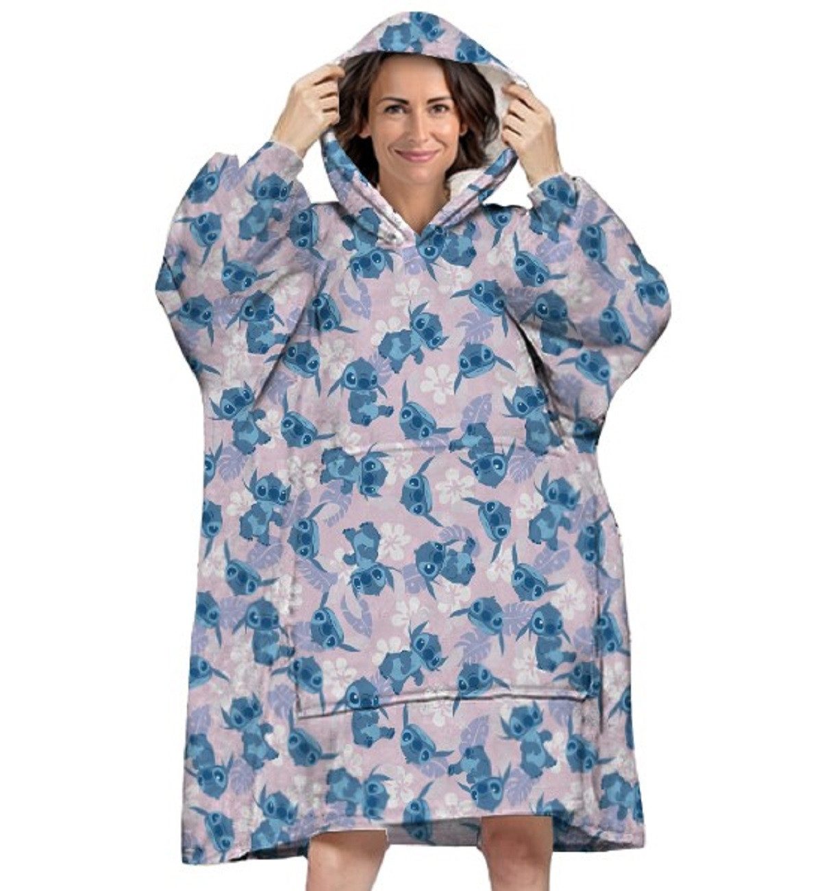 Lilo & Stitch Poncho - Bequemer Überwurf mit Kapuze für Erwachsene in Einhe günstig online kaufen