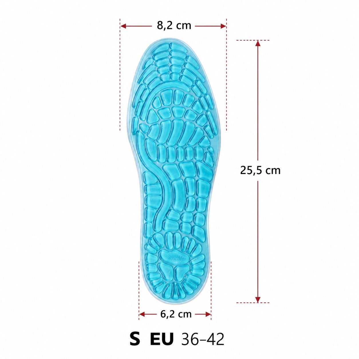 COOL-i ® Einlegesohlen Gel-Einlegesohlen,Silikon-Schuheinlagen mit Fußgewölbestütze, zuschneidbar,Stoßdämpfend, atmungsaktiv & waschbar