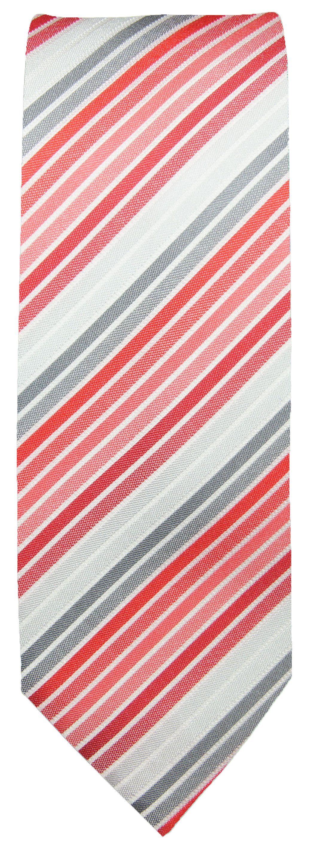 Paul Krawatte P7 (Set, gestreift Krawatte 2-St) Kontrastknoten grau moderne mit Malone Einstecktuch rot