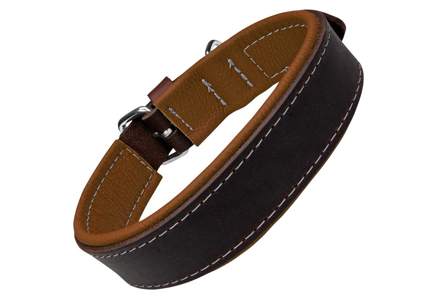Thumbnail - Schecker Hunde-Halsband Schecker Hunde Halsband Moorfeuer - braun-cognac, Echtleder