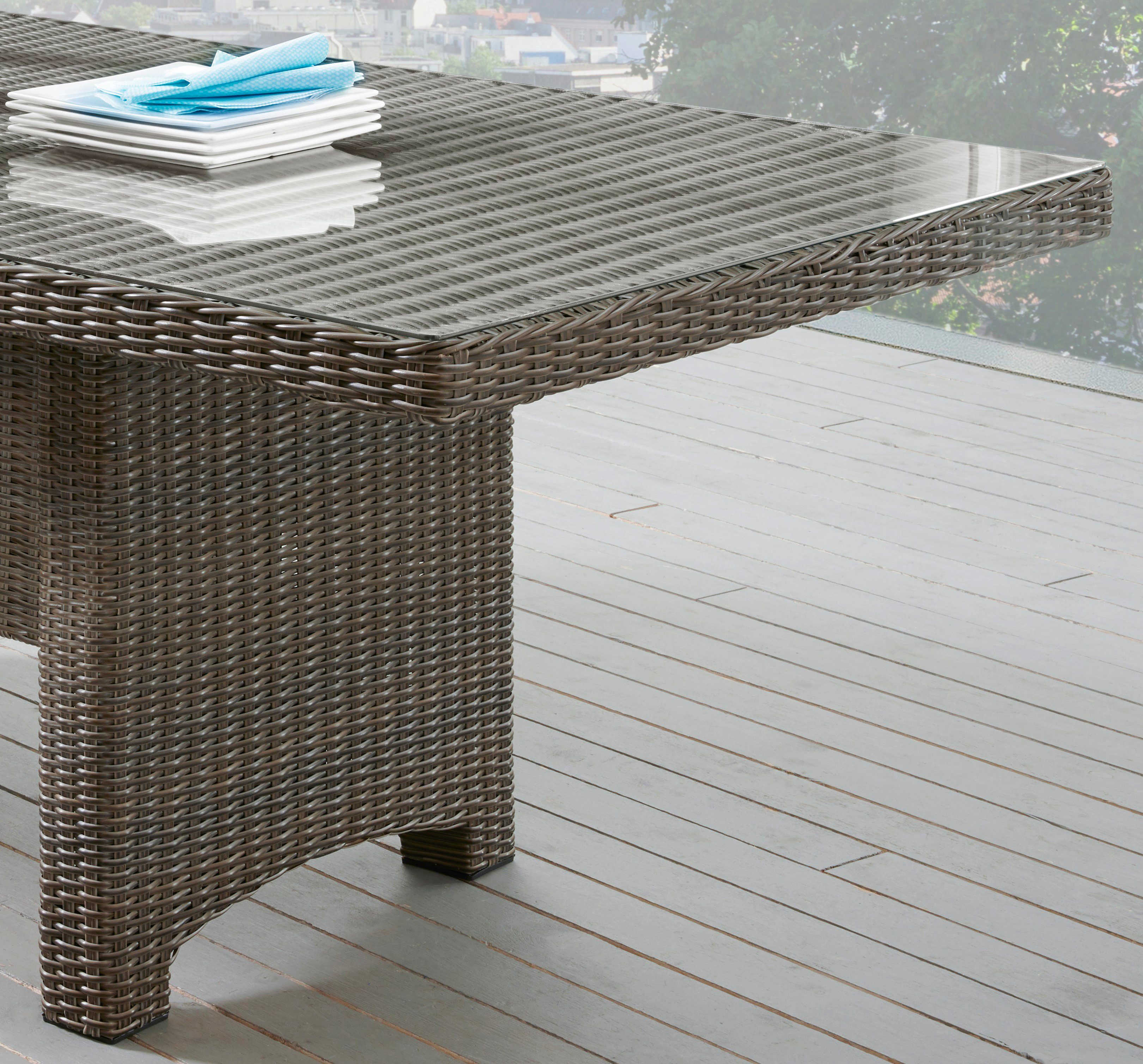 Destiny Gartentisch LUNA, (165x75x90cm), Aluminium, Polyrattan
