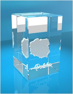 VIP-LASER Dekofigur 3D Glasquader I Polen, Hochwertige Geschenkbox, Made in Germany, Familienbetrieb