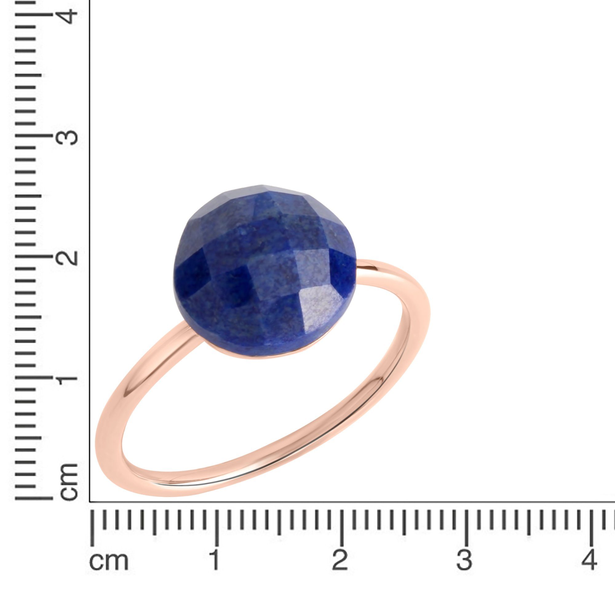 Jamelli Fingerring Silber 925 rosé-vergoldet mit einem echten Lapislazuli 9x9,5mm