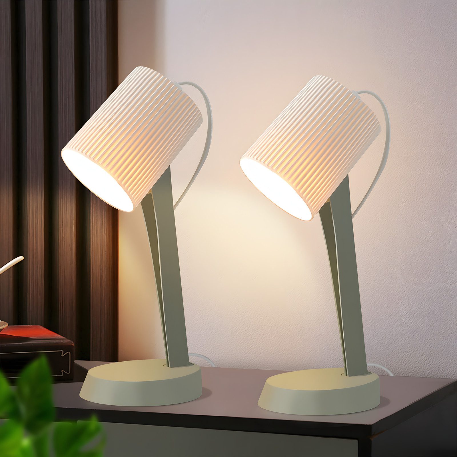 ZMH Tischleuchte Modern Landhausstil Tischlampe mit Kabel Wohnzimmer mit Ki günstig online kaufen