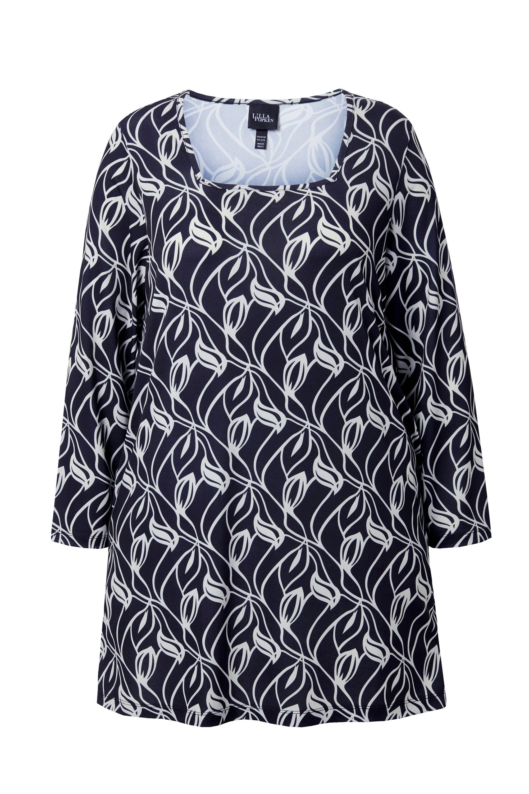 Ulla Popken Longshirt Longshirt A-Linie Carré-Ausschnitt Langarm günstig online kaufen