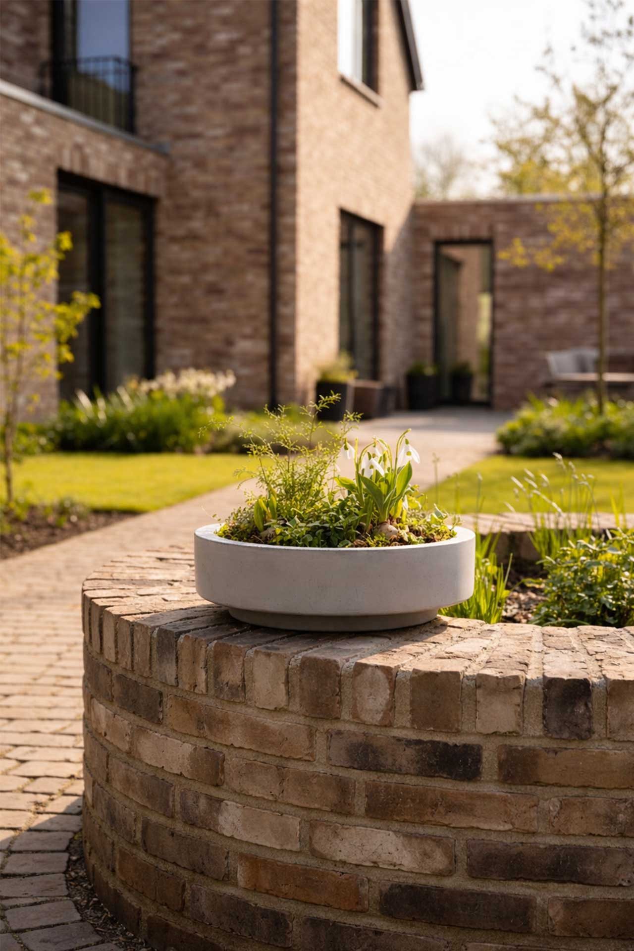 VIVANNO Pflanzschale Fiberglas ESCADA LOW Schale - Betongrau Matt (1 St), 30x30x9 cm