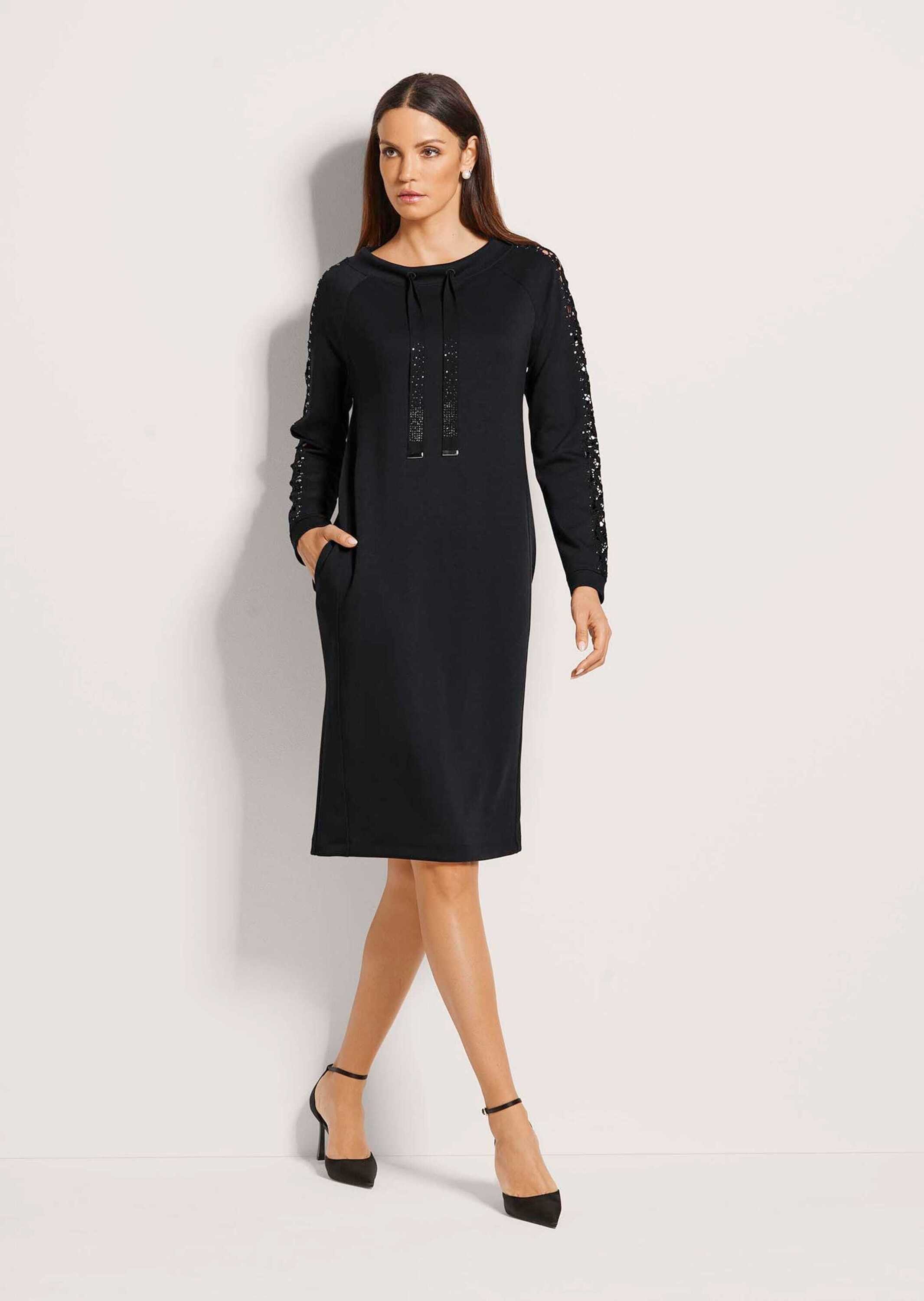 MADELEINE Midikleid Stretch-Kleid mit Spitze und Strass Jersey-Kleid mit Ru günstig online kaufen