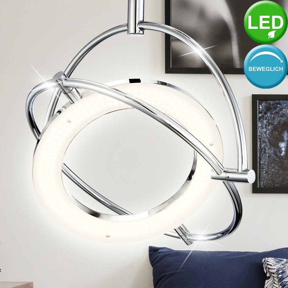 LED Moderne Ring Neutralweiß, 24 Watt Lampe verbaut, LED Hänge LED-Leuchtmittel fest Acryl Pendelleuchte, Pendel Chrom etc-shop Leuchte