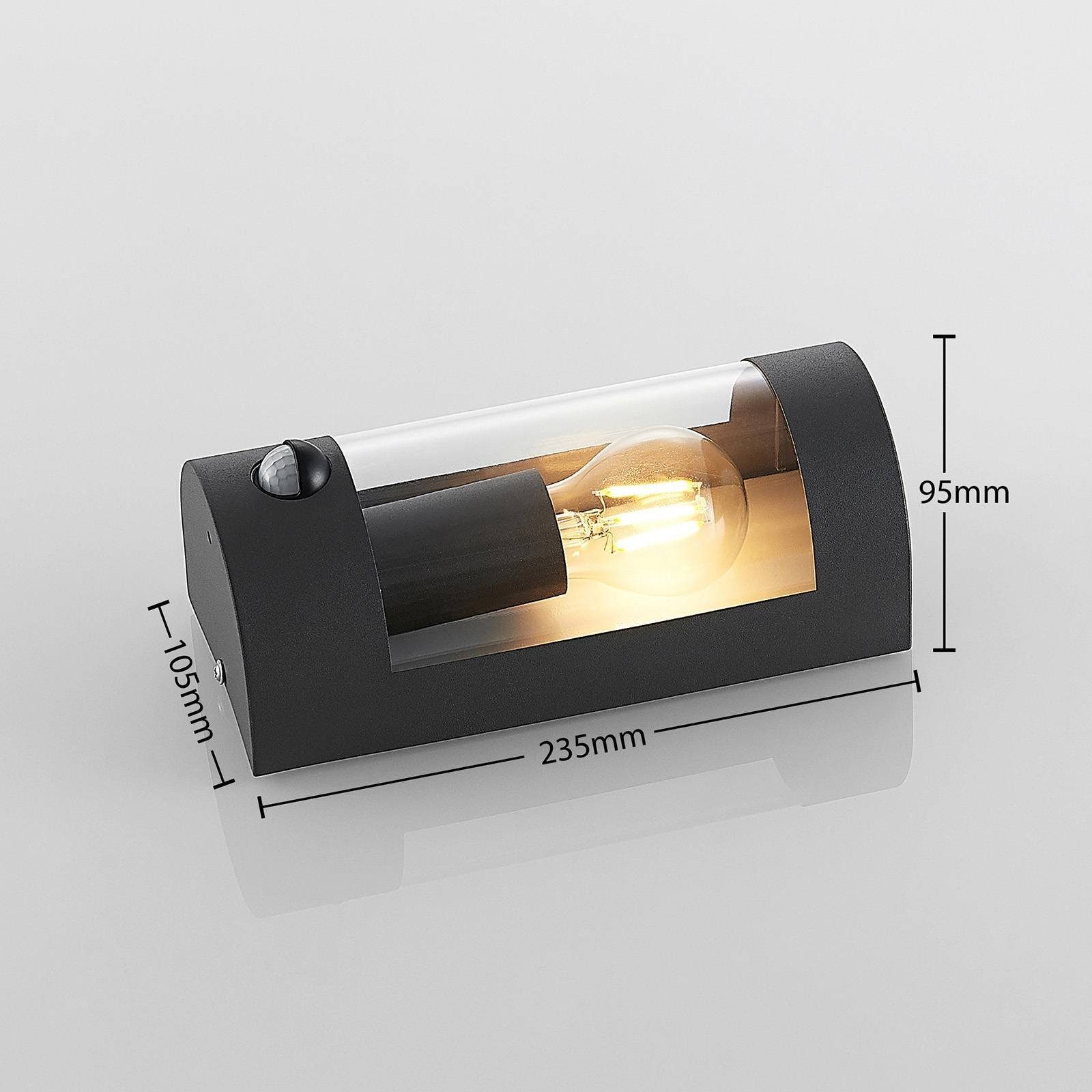 Lindby Außen-Wandleuchte Junias, Leuchtmittel Edelstahl, Modern, flammig,mit nicht dunkelgrau, inklusive, 1 Polycarbonat, klar