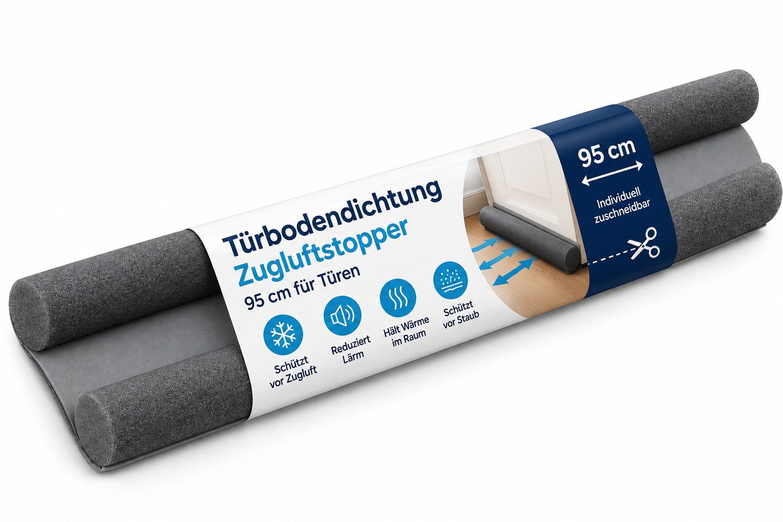 HH-Haushalt Zugluftstopper Schall- und staubdichte Türbodendichtung Zugluftstopper 95cm für Türen