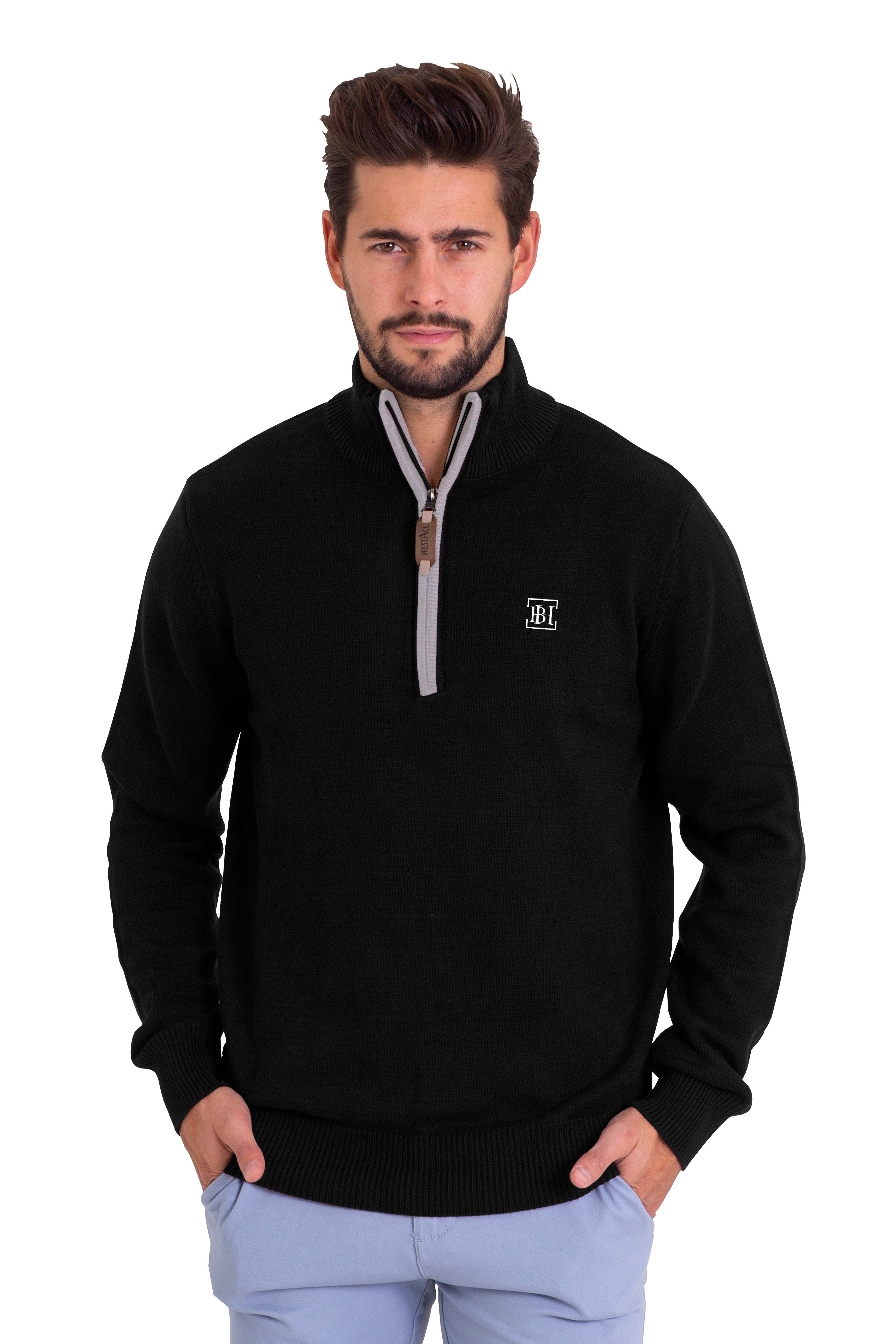 Strickpullover Herren Long Sleeve Pullover Jumper Troyer Regular Fit Baumwoll Sweater