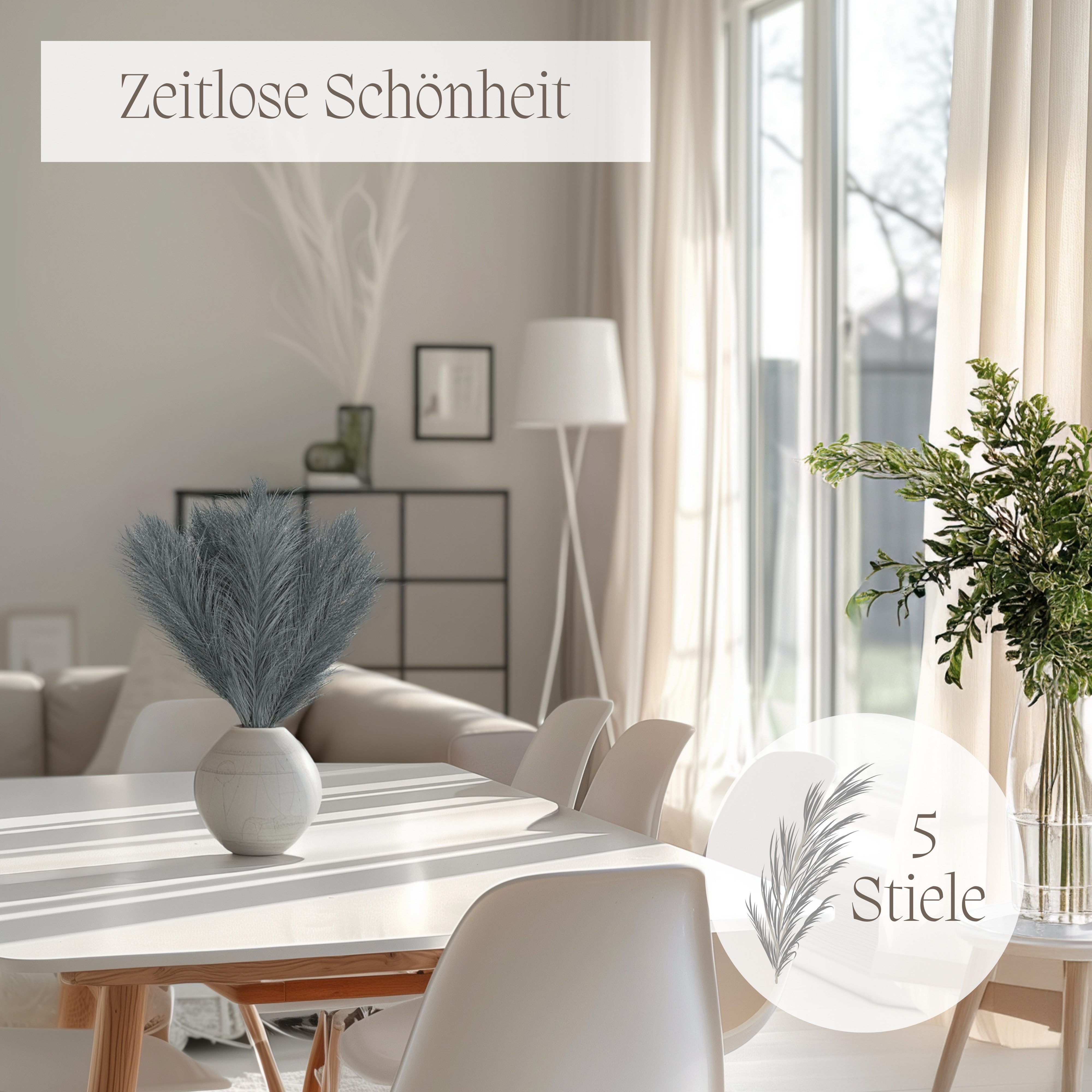 Kunstblume Pampasgras Groß Pampasgras Künstlich Pampasgras Schwarz Pampasgras Xxl Pampasgras, Nina-Maria's Deko Gold, Höhe 55 cm, 5er Set in verschiedenen Farben erhältlich