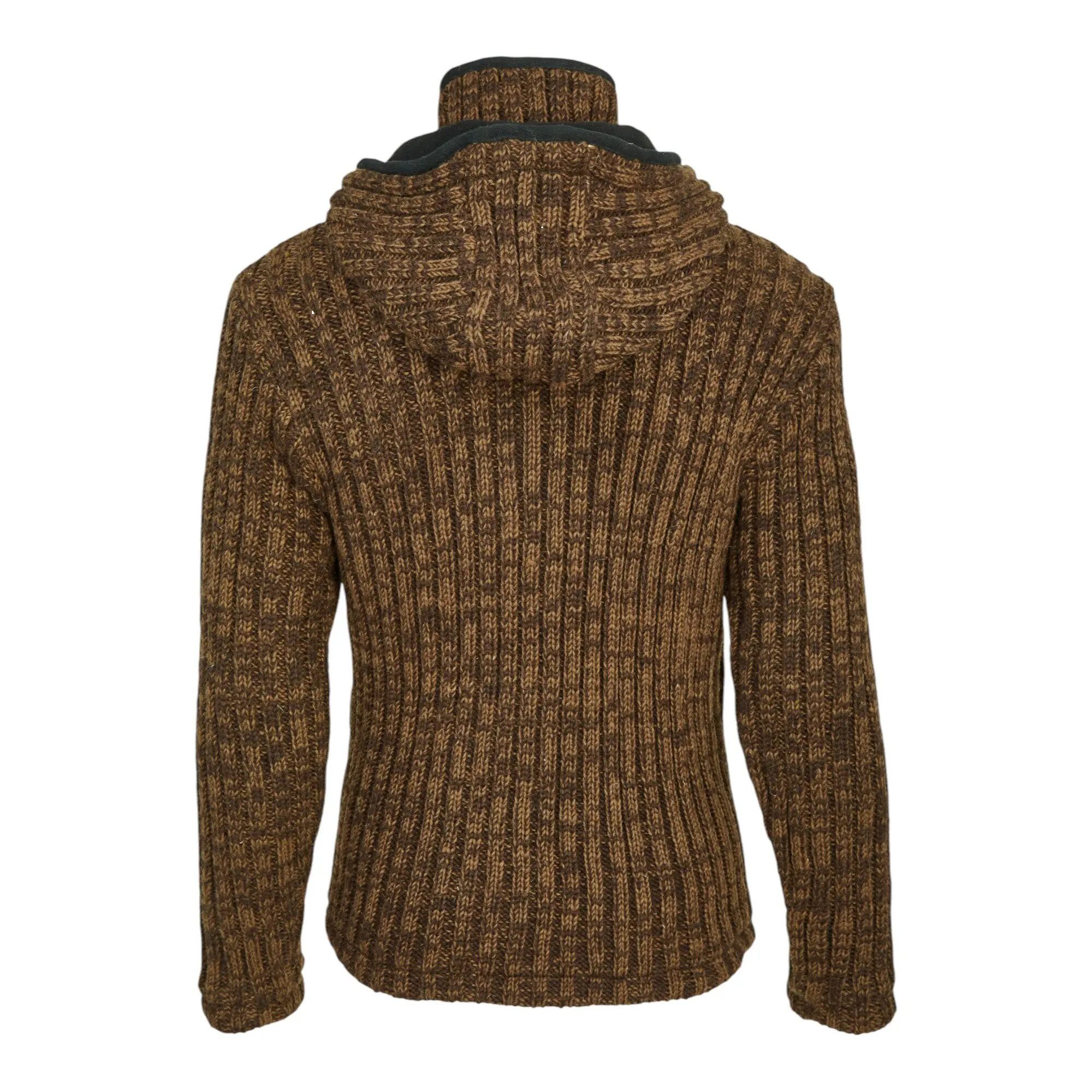 THC Natural Line Strickjacke THC Schafwollstrickjacke braun 718 (1 Stück, 1-tlg., 1 Stück) Strickjacke mit abnehmbarer Kapuze