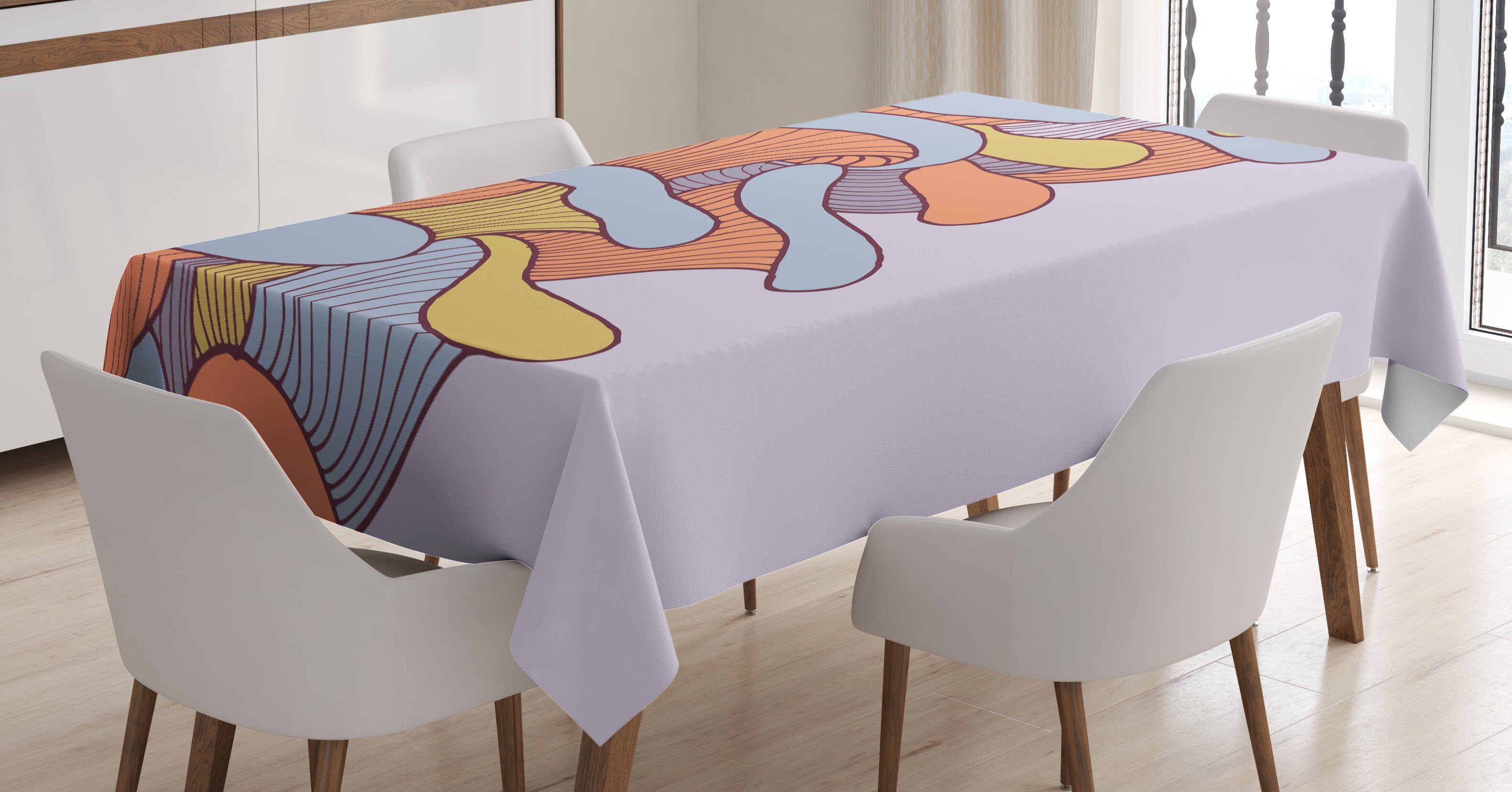 Farbfest Klare Abstrakt Doodle Bunt Bereich Waschbar Abakuhaus Farben, geeignet den Außen Saison Tischdecke Für