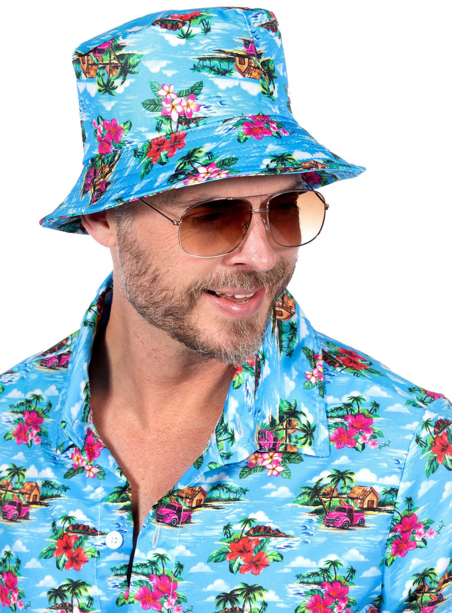 Metamorph Hawaii-Kostüm Fischerhut Hawaii Karnevalskostüm Faschingskostüm, Sommer, Palmen, Sonnenhut: schicker Kopfputz für Mäner und Frauen