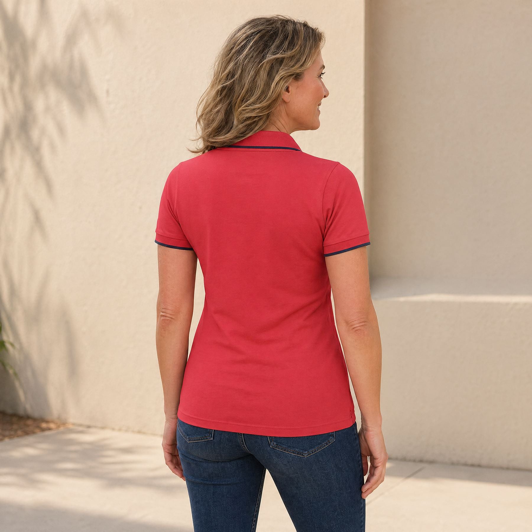 Nebulus Poloshirt LASTONE, P6755 - Damen, rot-schwarz, XXL/44
