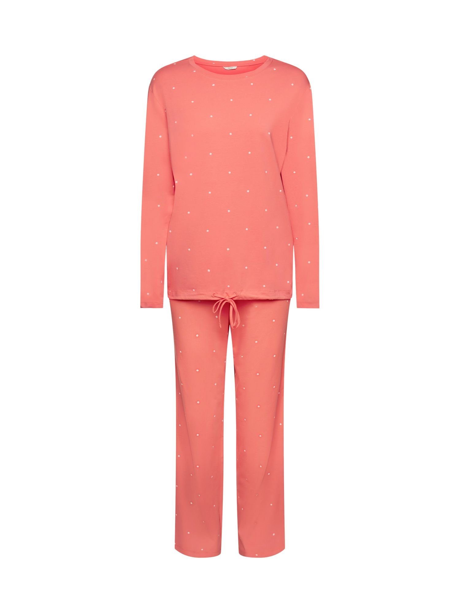 Esprit Pyjama Baumwollpyjama mit Allover-Muster