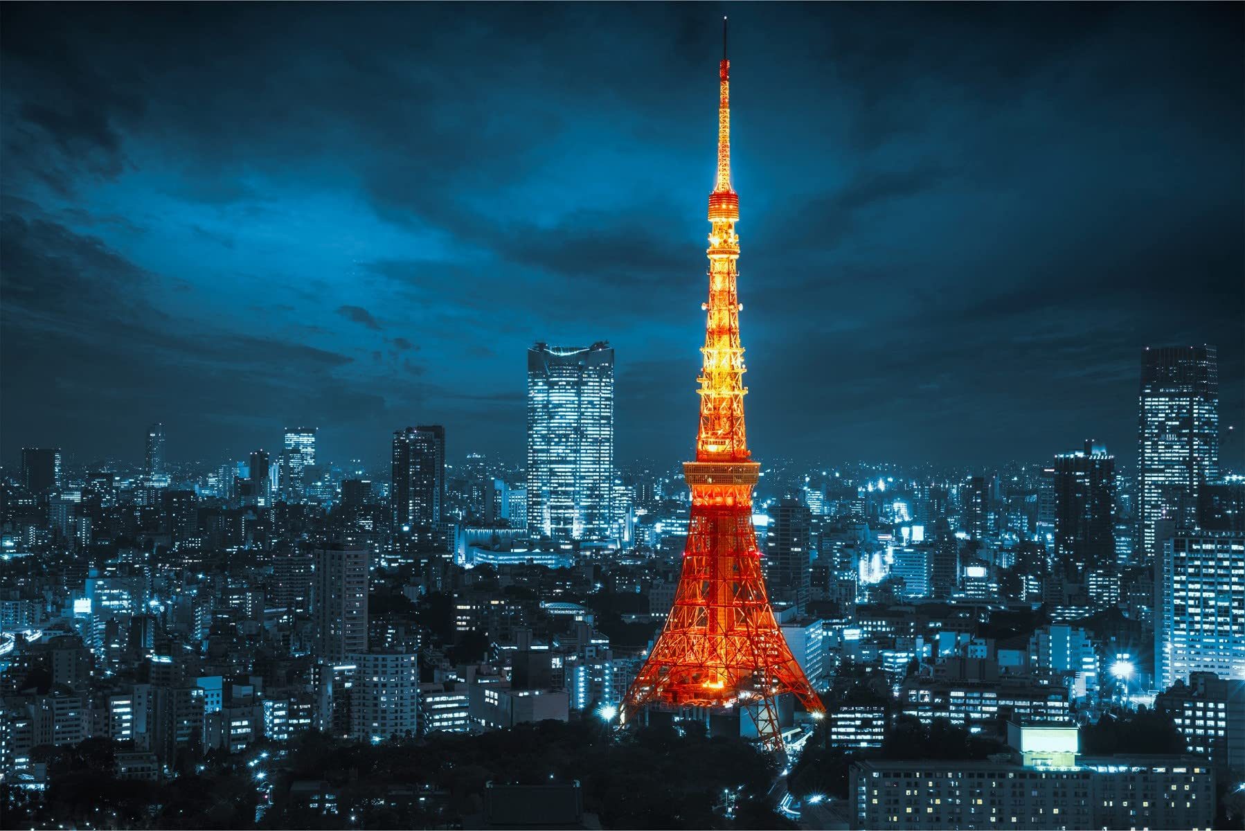 Muralo Fototapete Städte – Fototapete Wandtapete Vlies Wanddeko Wohnzimmer, bedruckt, Tokio – Stadt – Architektur, 90 x 60 cm, Vlies