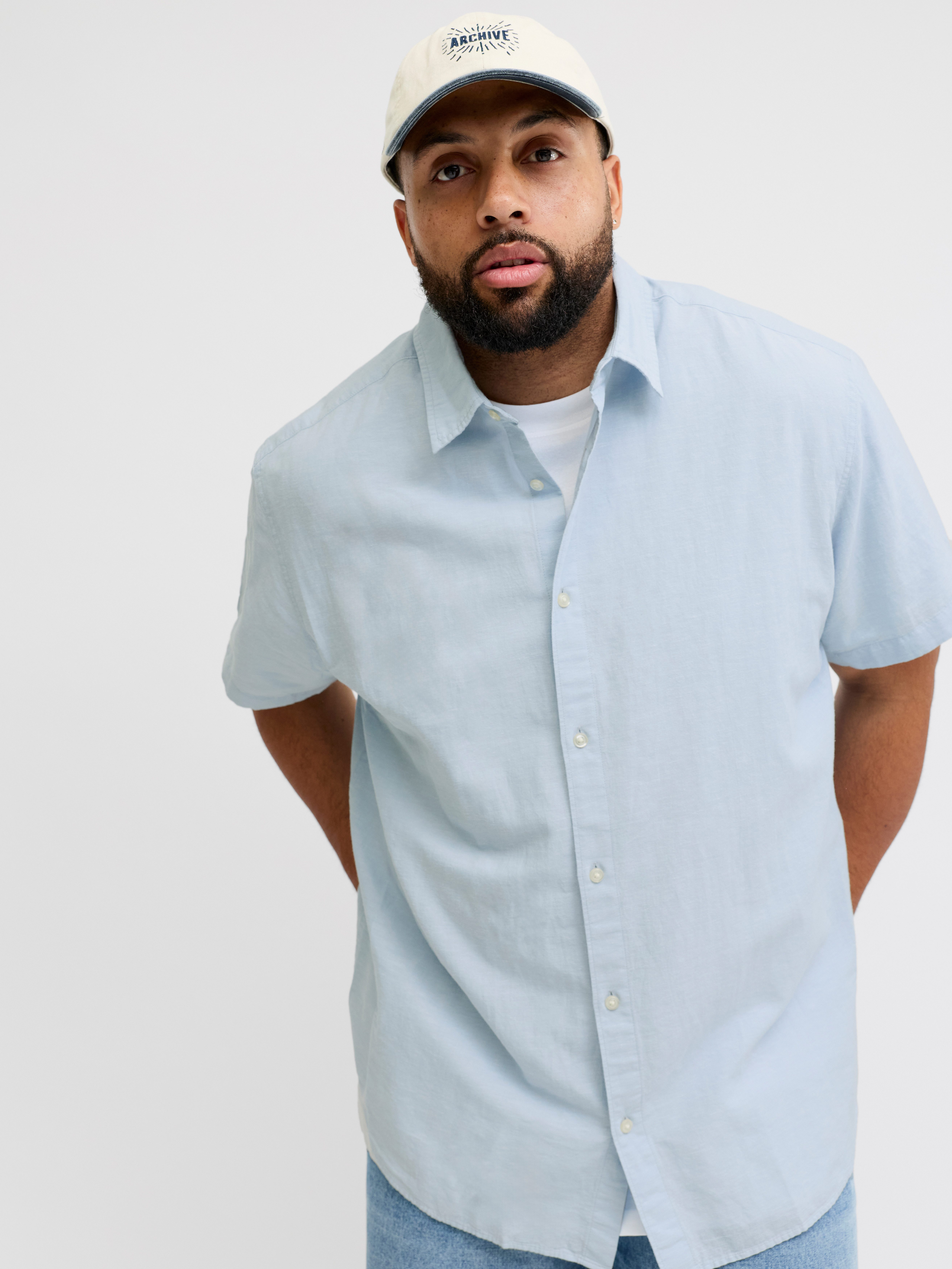 Jack & Jones PlusSize Kurzarmhemd JJEBREEZE LINEN BLEND SHIRT S/S SN PLS mi günstig online kaufen