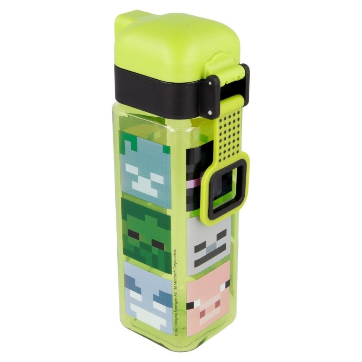 Minecraft Trinkflasche eckig 550 ml Wasserflasche mit Sicherheitsverschluss und Auslaufschutz