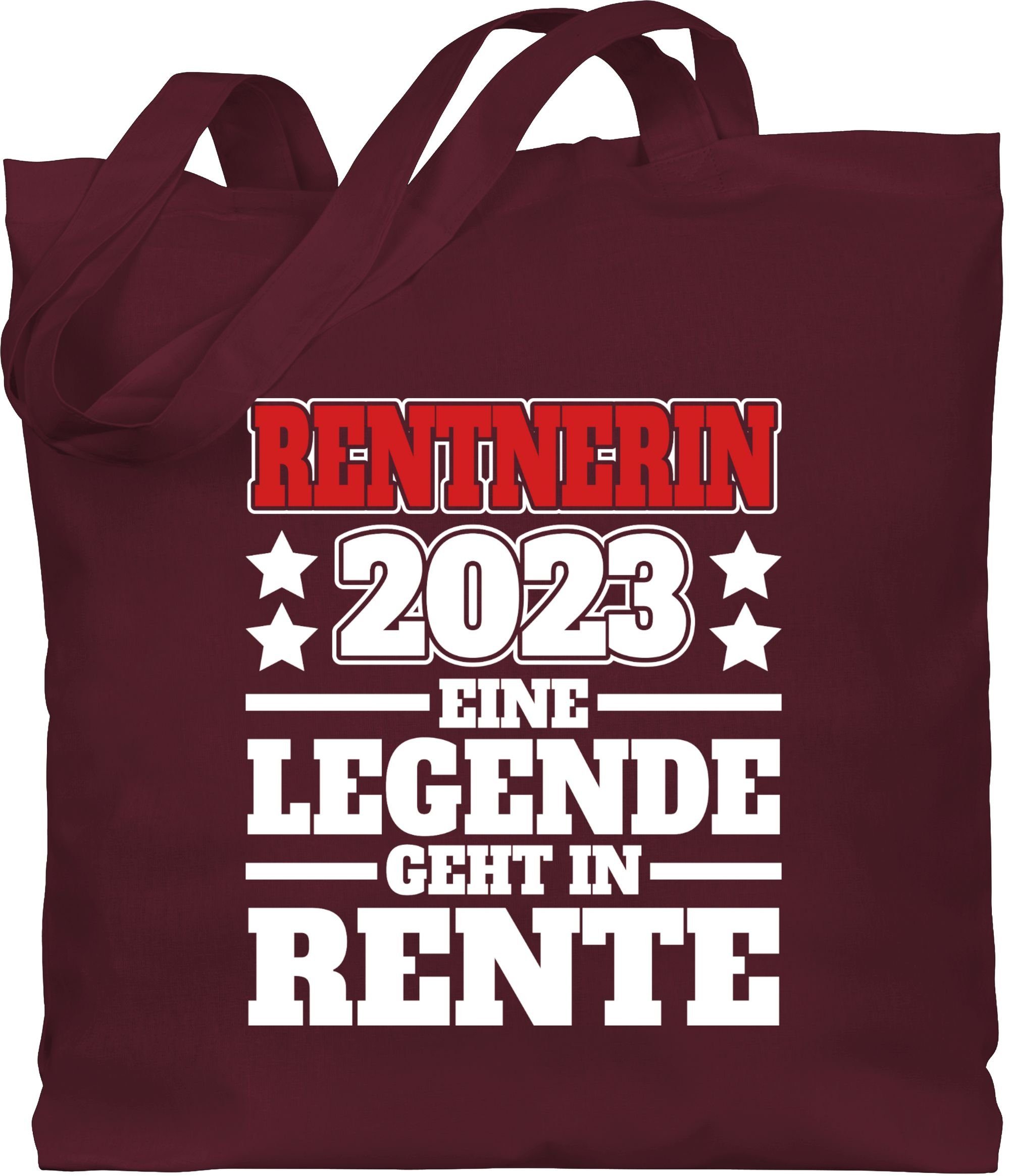 Shirtracer Umhängetasche Rentnerin 2023 Eine Legende geht in den Ruhestand, Rentnerin Geschenk 2 Bordeauxrot
