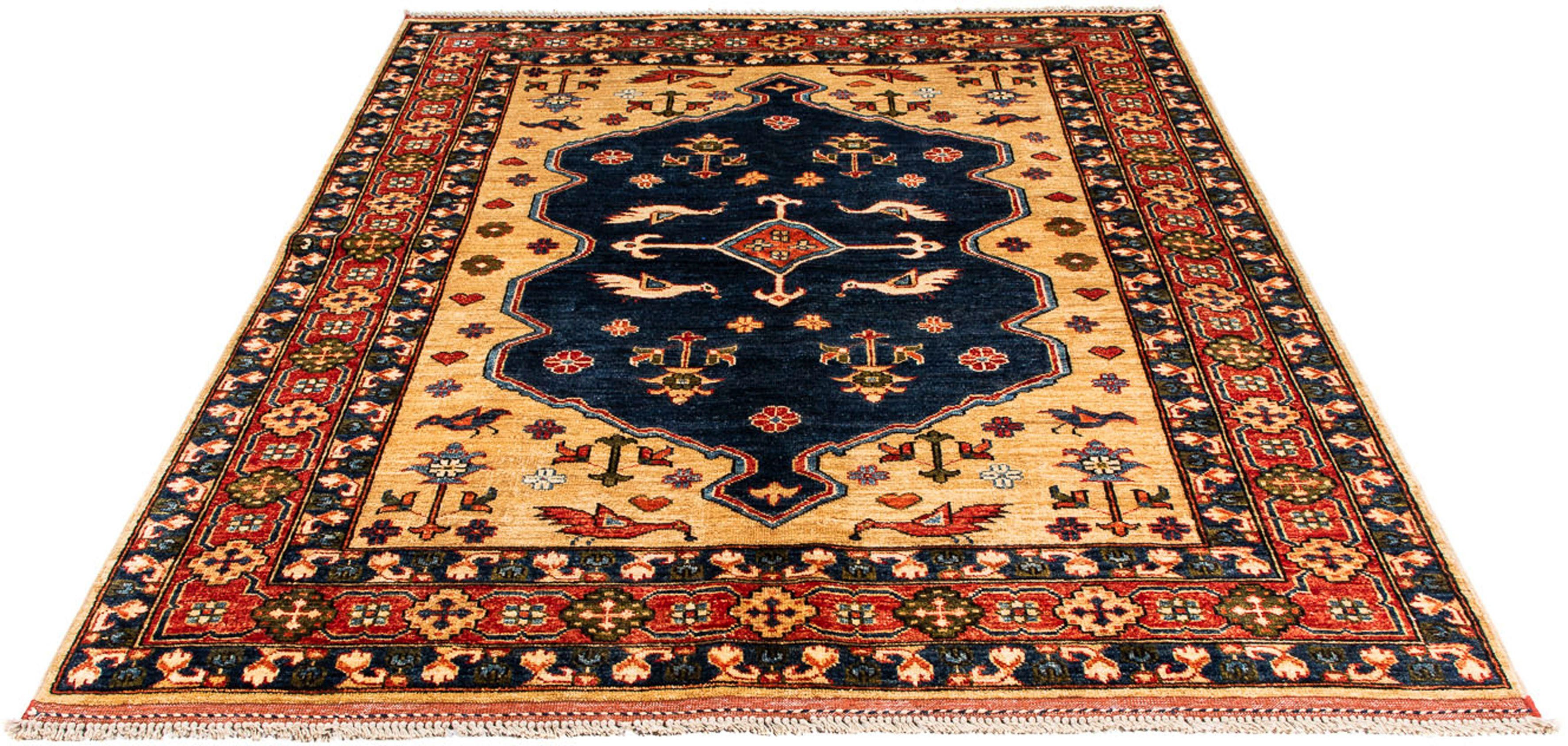 Orientteppich Afghan - 200 x 152 cm - dunkelblau, morgenland, rechteckig, Höhe: 7 mm, Wohnzimmer, Handgeknüpft, Einzelstück mit Zertifikat