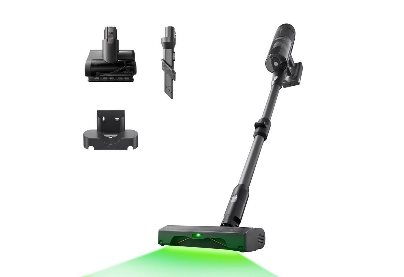 Roborock Akku-Handstaubsauger H60 Reihe Handstaubsauger, Akku-Staubsauger, Anti-Tangle Bürste, 500 W, 80 Min Laufzeit, 90° flexibles Saugrohr, LED, Anti-Tangle-Bürste für Teppiche