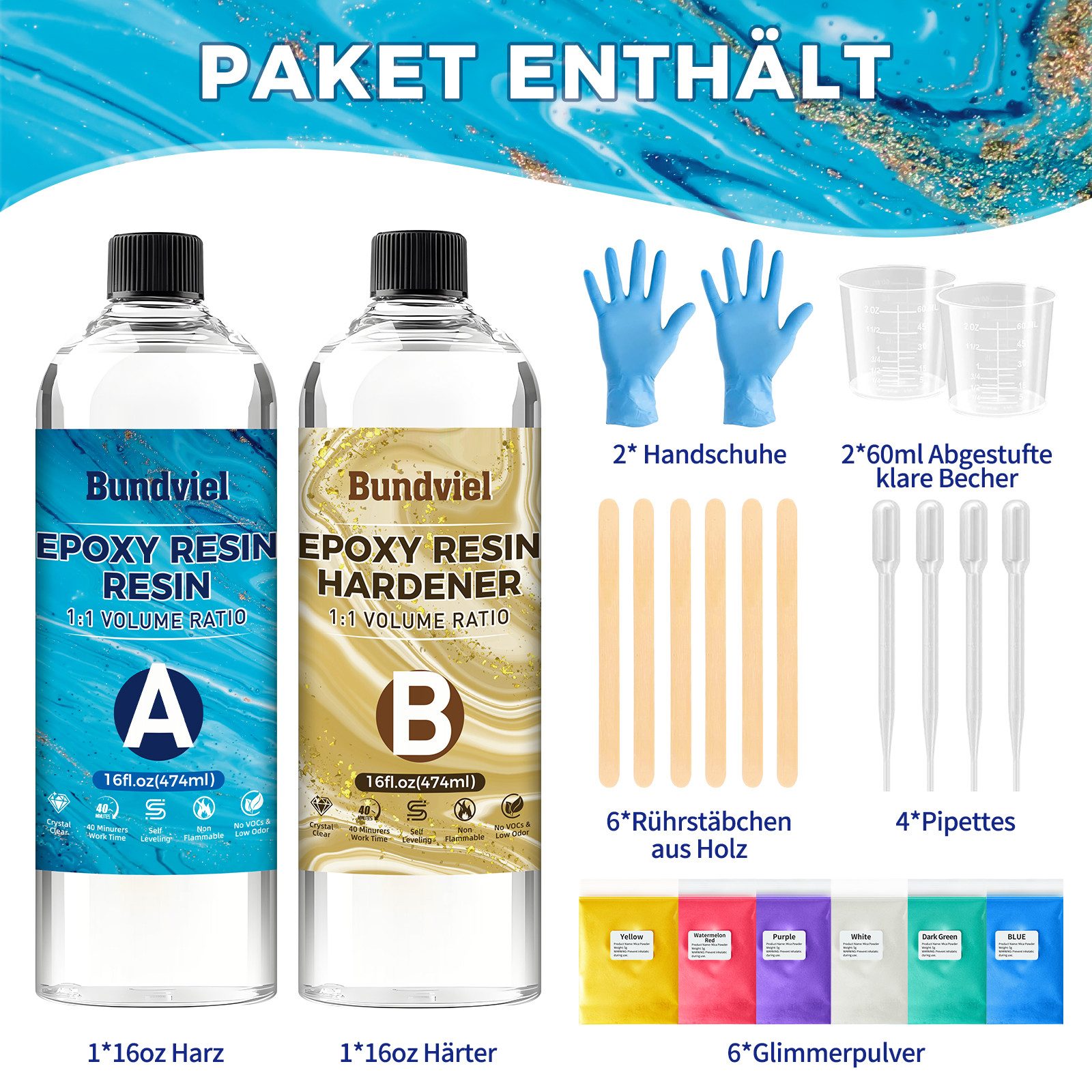 Bundviel Epoxidharz Epoxidharz 64/128OZ Epoxidharz Mit Härter Set,Epoxidhar günstig online kaufen