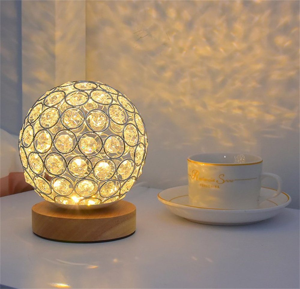Dekorative LED Nachttischlampe Sockel Holz, kleine Tischlampe, dimmbar dekorative Nachttischlampen, aus USB-Nachtlampe