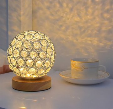Dekorative LED Nachttischlampe USB-Nachtlampe, kleine Tischlampe, dekorative Nachttischlampen, Sockel aus Holz, dimmbar