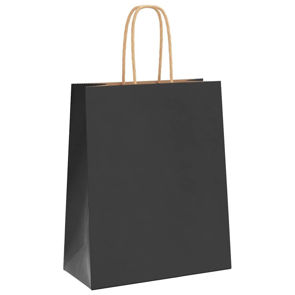 vidaXL Tragetasche Papiertragetaschen 250 Stk. mit Henkeln Schwarz 18x8x22 cm (250-tlg)