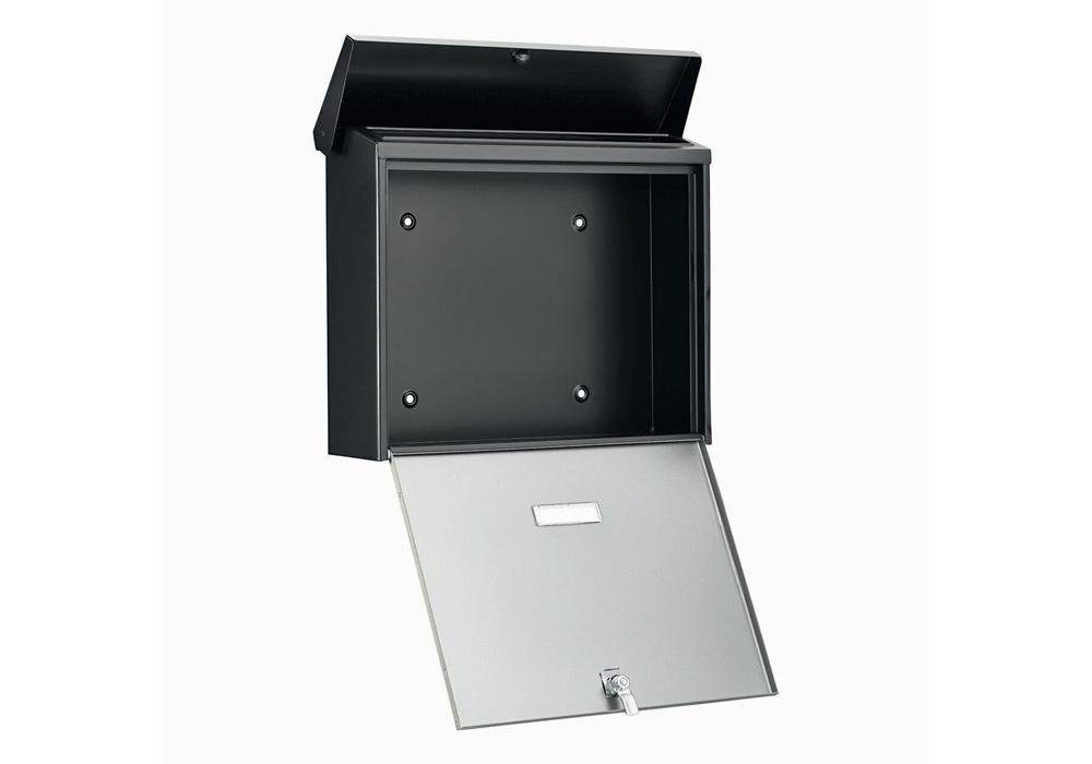 Burg Wächter Briefkasten Briefkasten LONDON H320xB377xT115mm Stahl verzinkt mattschwarz Edelstahltür Einwurf-B332xH31mm