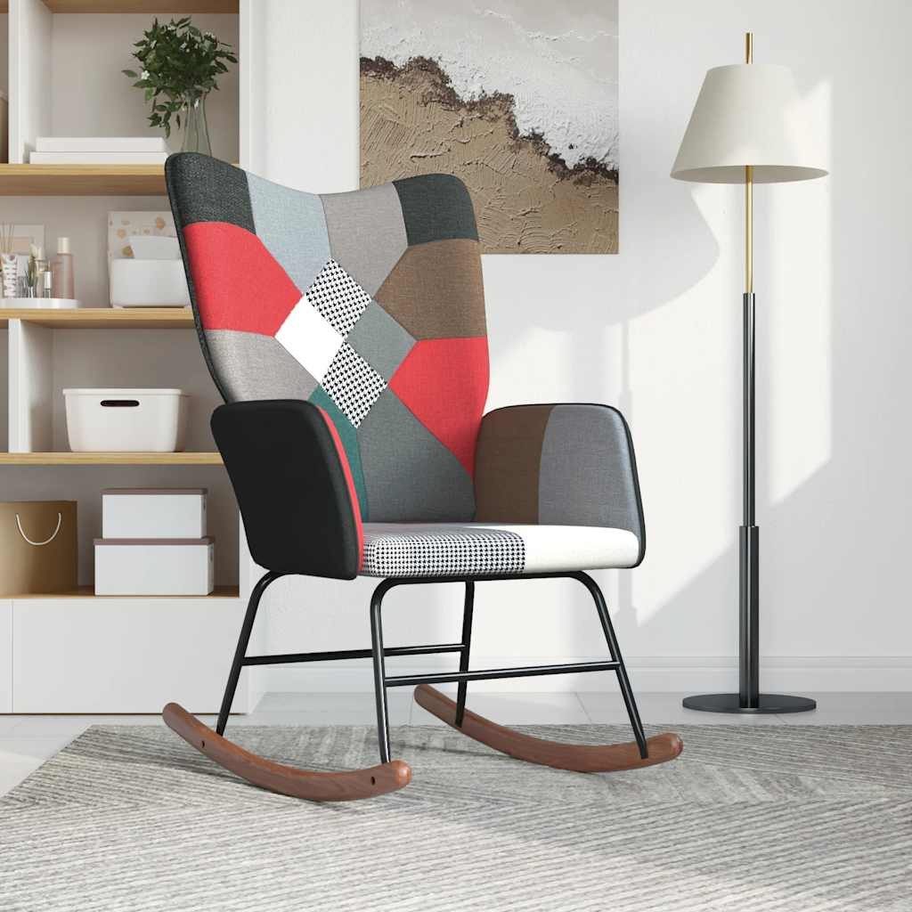 vidaXL Schaukelstuhl Schaukelsessel mit Hocker Patchwork günstig online kaufen