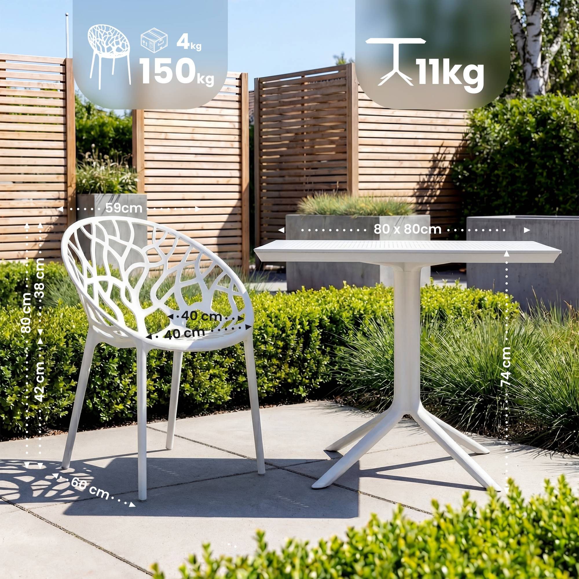 CLP Gartenstuhl Avara (Kombi Set), 2 Stühle, stapelbar, wetterfest, UV-beständig