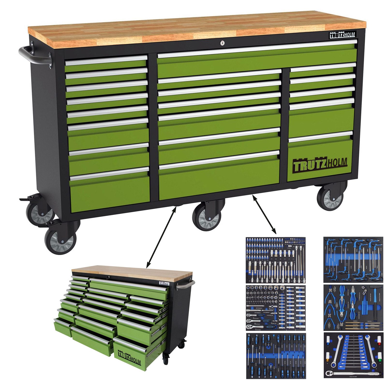 TRUTZHOLM Werkstattwagen Deluxe XXL 254tlg. 161x92,5cm 20 Schubladen Rollen günstig online kaufen