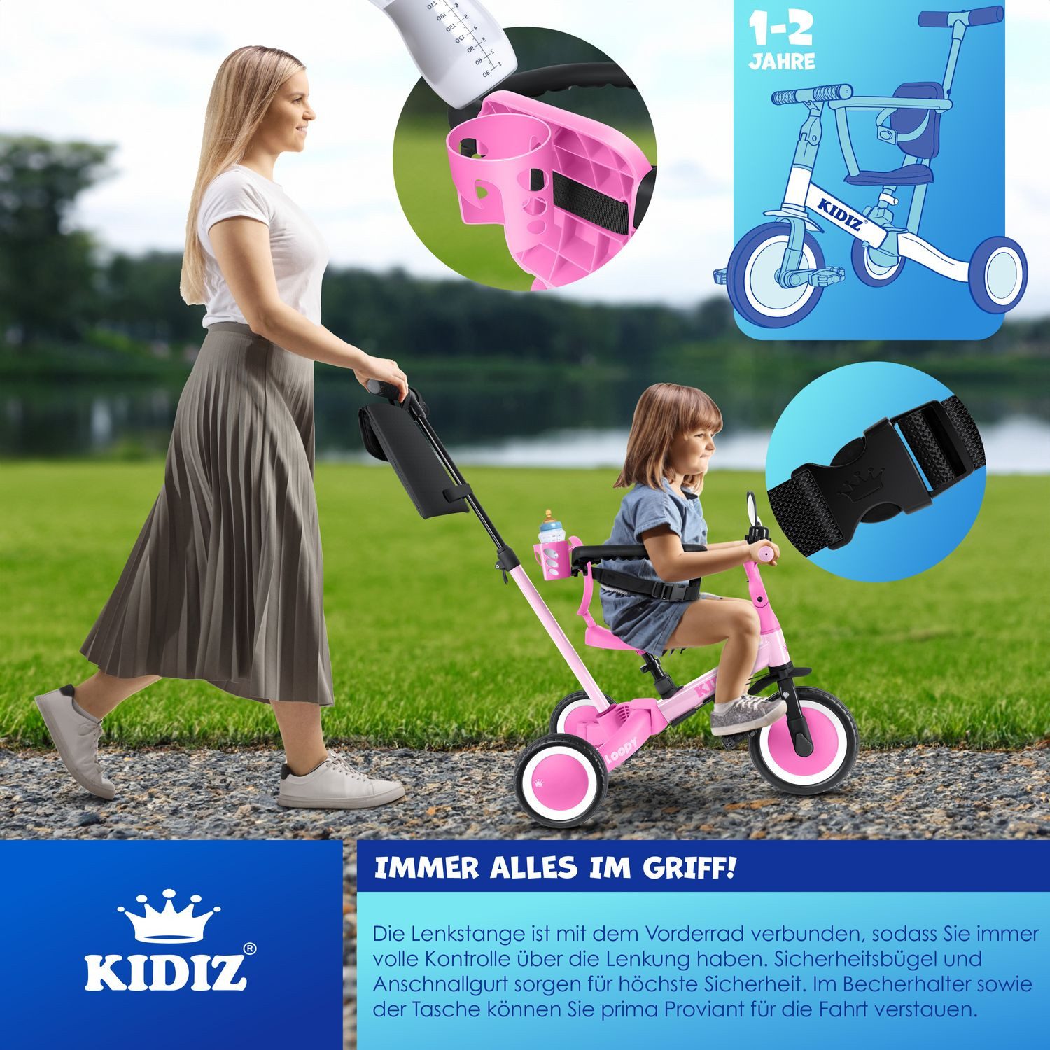 KIDIZ Laufrad, 6in1 Dreirad Loopy Laufräder Lauffahrrad Kinderdreirad
