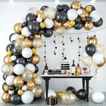 Dedom Luftballon Luftballon Girlande Set mit Ballonkette, Luftballon-Set 120 Stück, Schwarz und Gold Ballons für Geburtstag Hochzeit Party Dekoration