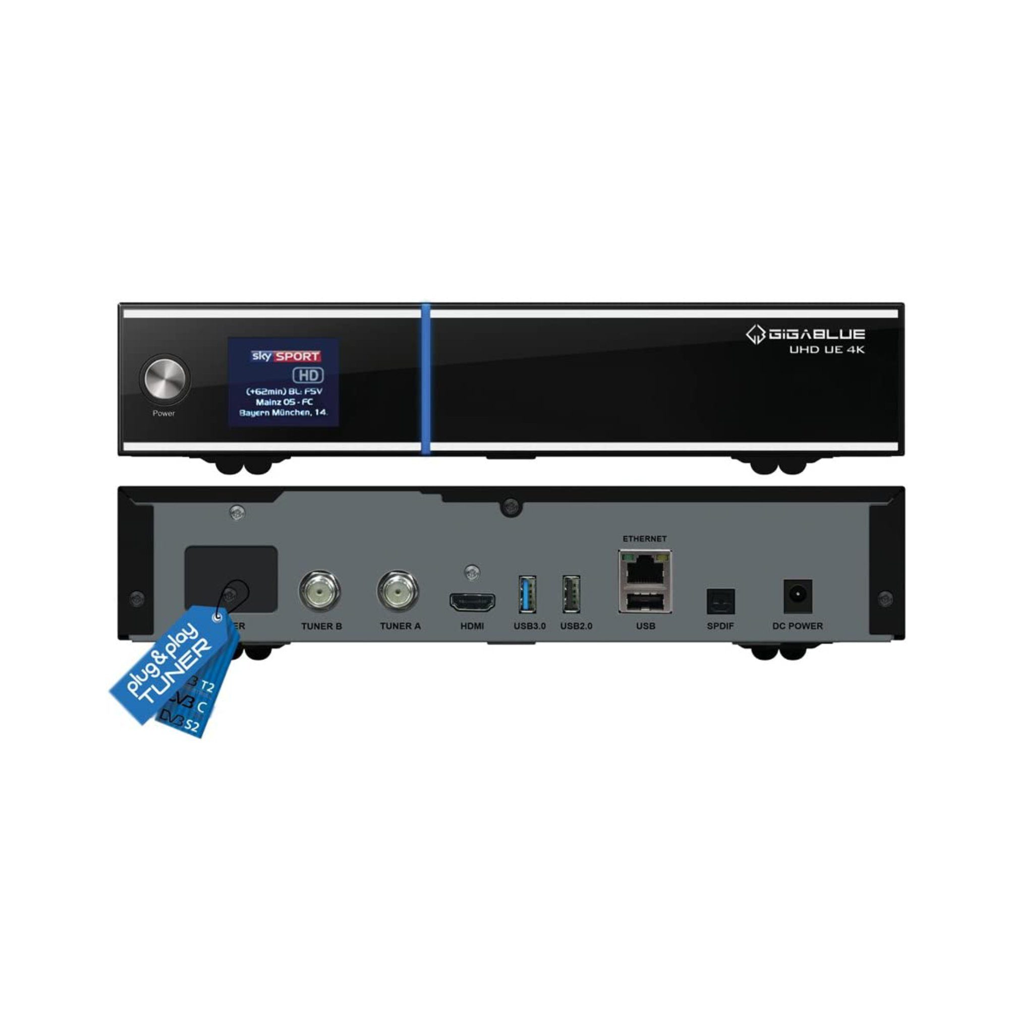 2TB SAT-Receiver Twin UHD PVR Tuner 4K CI FBC HDD 2xDVB-S2 LAN Gigablue + UE